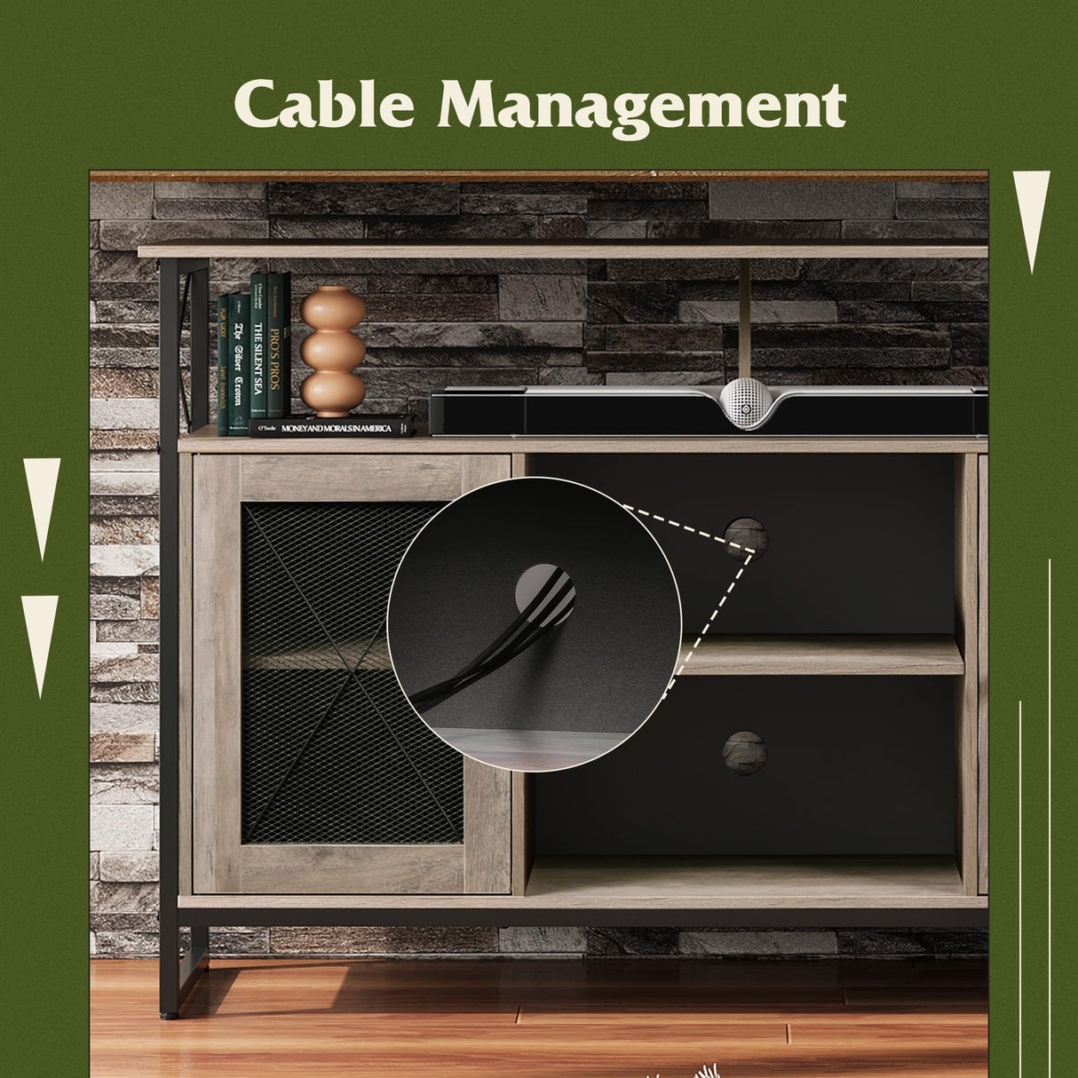 WLIVE TV Stand 55 inch TV, Tall Entertainment Center with Storage, Farmhouse Industrial TV Console for Bedroom Living Room, Greige WLIVE