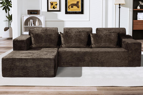 HABUTWAY 105" L-Shape Modular Sectional Sofa Couch for Living Room,No Assembly Required,Modular Comfy Sofa with Deep Seat for Living Room Bedroom,Luxury Distressed Velvet(Left,Yellow Brown) HABUTWAY
