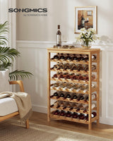 SONGMICS 42-Bottle Wine Rack Free Standing Floor, 7-Tier Display Wine Storage Shelves with Table Top, Bamboo Wobble-Free Bottle Holder for Kitchen Bar Dining Room Living Room, Natural UKWR27NL SONGMICS