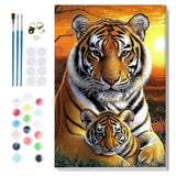 Bowetile Framed Paint by Numbers Tiger for Adults Beginners, Adults' Paint-by-Number Tiger Kits, Easy Adult Paint by Number Kits on Canvas, Acrylic Animals Number Painting for Home Decor, 8x12in Bowetile