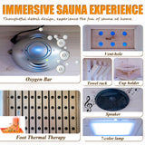 Far Infrared Sauna Room, Spruce Wood 1 Person Side-Opening Indoor Sauna 5 Heating Panels 1050W Infrared Therapy for Personal Wooden Dry Sauna Home Spa Room Homsido