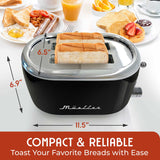 Mueller Retro Toaster 2 Slice with 7 Browning Levels and 3 Functions: Reheat, Defrost & Cancel, Stainless Steel Features, Removable Crumb Tray, Under Base Cord Storage, Black MÜELLERHOME