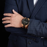BOBO BIRD Men's Wooden Watch Sport Fashion Wristwatch Casual Chronograph Quartz Watches Men's Wood Stainless Steel Strap Watch with Date Display (Black) BOBO BIRD