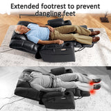 MCombo Large Triple Motor Power Lift Recliner Chair with Massage and Dual Heating, Adjustable Headrest for Tall Elderly People, Faux Leather 7634 (Black, Large) MCombo