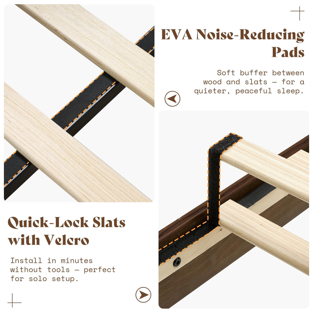 AMERLIFE Solid Wood Bed Frame with 48" Headboard, Mid-Century Modern Platform Bed with Durable Wooden Slats, No Box Spring Needed, Easy Assembly, Quiet, Full Size, Chestnut Finish AMERLIFE