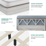 YITAHOME Farmhouse Queen Size Bed Frame with 47.2'' Headboard, Platform Rustic Wood Bed Frame with Slats, Sturdy and Noiseless, No Spring Needed, White YITAHOME