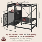 MAHANCRIS 40-50 Gallon Fish Tank Stand, Aquarium Stand with Power Outlet and Storage Cabinet, Heavy Duty Tank Stand Suitable for Turtle Tank, Reptile Terrarium, for Home Office, Black FTBK50E01 MAHANCRIS
