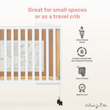 Dream On Me Full Size 2-in-1 Folding Stationary Side Crib In White, Locking Wheels, Folds Flat For Storage, Comes with Teething Guard, Non-Toxic Finish Dream On Me