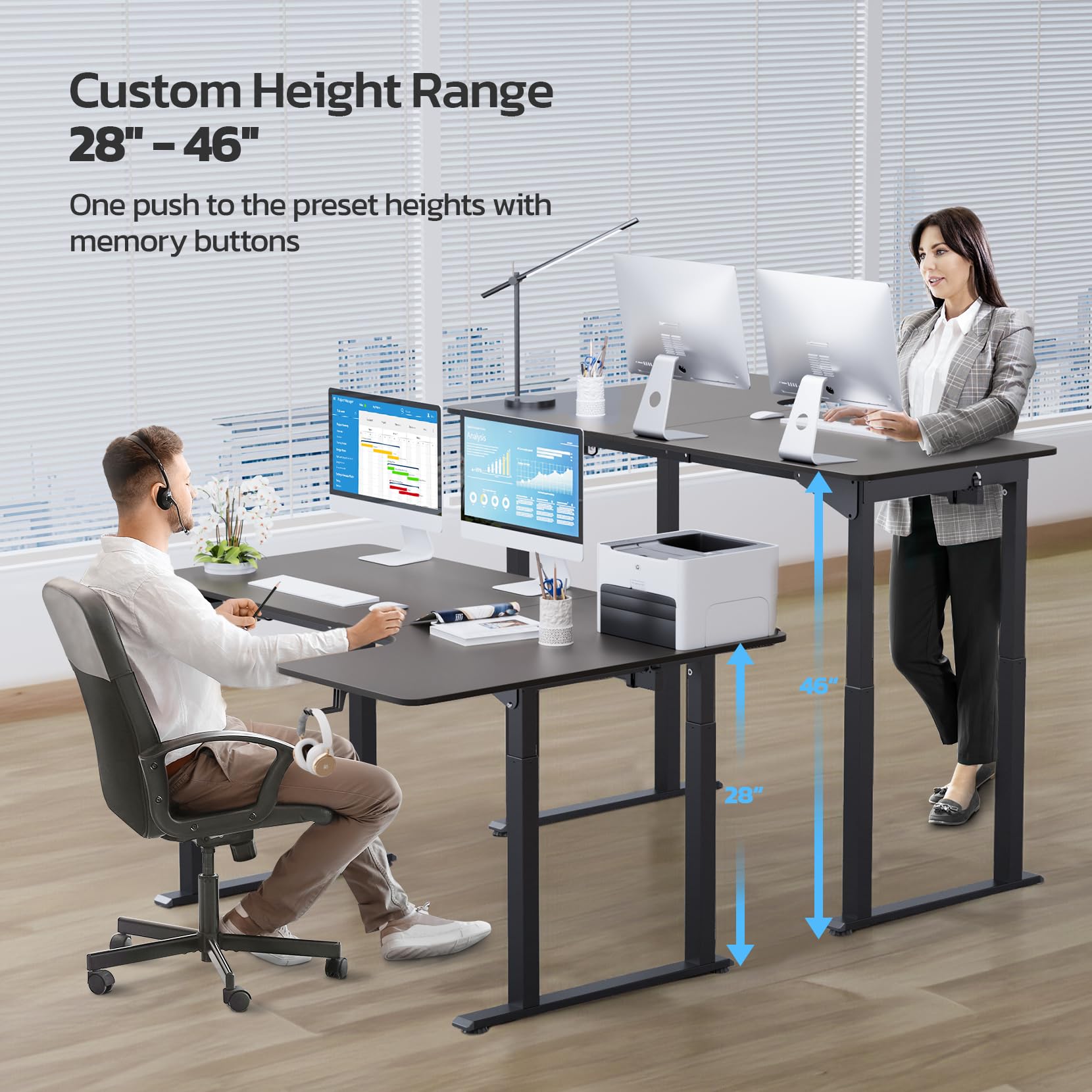 Dripex Standing Desk, 63"/ 71" L Shaped Desk Adjustable Height, Electric Corner Stand Up Desk Large Home Office Desk Computer Workstation, Dual Motor - WoodArtSupply