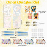 RICUVED Paint by Number for Adults Framed Canvas, 4 Pack Paint by Number Kits Arts and Crafts for Adults Beginner, Easy DIY Summer Drink Acrylic Painting Number Kits for Home Wall Decor(7.8X11.8inch) RICUVED