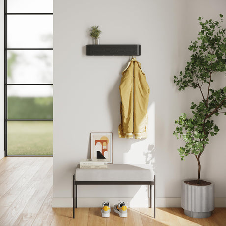 Kazai Wall-Mounted Coat Rack 'Toke' | Modern Design Coat Hanger with Hidden Wall Hooks | Solid Wood Veneer Panel | Oak, Black Kazai.