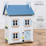 Le Toy Van - Wooden- Sky Doll House - Kids Dream House - 2 Storey with Attic - Fill with Dollhouse Accessories - Suitable for Ages 3+ Le Toy Van
