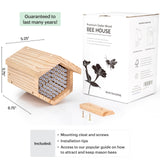 WHITEHORSE Premium Cedar Bee House - 6” Long Replaceable Tubes - Perfect for Mason Beekeeping - an Insect Hotel Built to Last - Support Bees While Pollinating Your Garden (Paper Tubes) WHITEHORSE
