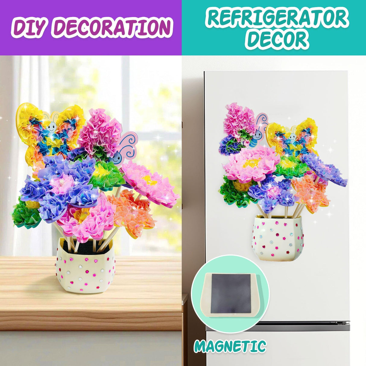 AGENTLAN Art & Craft Activity, Poke Fun Flower Bouquet Craft Kit, Fun & Easy Art Kits for Kids, DIY Garden Kids Activities, Gifts for Girls and Boys 3 4 5 6 7 8 9 AGENTLAN
