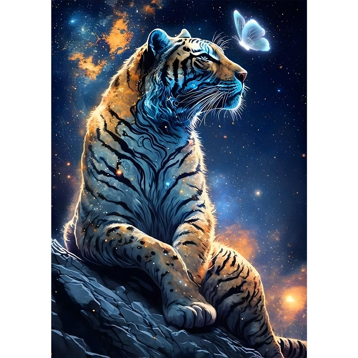 RICUVED Diamond Art Kits for Adults, Tiger Diamond Art Kits Full Drill 5D Fantasy Diamond Art, Starry Sky Diamond Gem Dots Art and Crafts for Gift Home Wall Decor 12x16 Inch/30x40cm RICUVED
