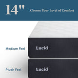 LUCID 14 Inch Memory Foam Mattress - Plush Feel - Memory Foam Infused with Bamboo Charcoal and Gel - Temperature Regulating - Pressure Relief - Breathable - Premium Support - King Size LUCID
