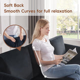 Kingfun 84" W Sectional Couches for Living Room, Velvet L Shaped Couch with Chaise and Metal Legs, 3 Seater Sofa Small Couch for Small Spaces Bedroom, Black Kingfun