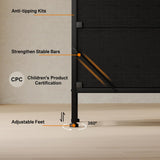 Fixwal Black Dresser for Bedroom with Power Outlets and LED Lights, 55 Inch Drawer TV Stand with 7 Fabric Drawers, TV Stand for Bedroom Up to 65 Inch TV, Chests of Drawers for Bedroom Black Fixwal