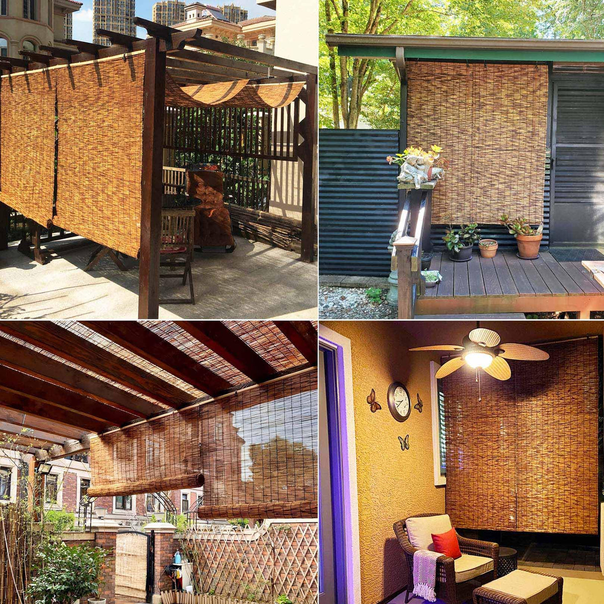 Bamboo Roll Up Shade Retro Bamboo Blinds 34 36 39 47 55 72 inch Wide Outdoor Roll Up Shades for Patio Waterproof Bamboo Roman Shades Privacy Sunshades Porch Blinds for Garden Balcony Home Decor KaulaTrinx