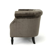 Christopher Knight Home Milani Tufted Scroll Arm Velvet Loveseat, Grey / Dark Brown Christopher Knight Home