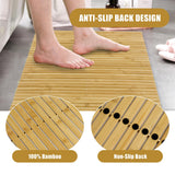 HOMBYS 58x20 Extra Large 100% Bamboo Shower Mat for Shower Stall Tub, Non Slip Long Bath Mat Runner Bathroom Accessories, Quick Drying Mats for Shower HOMBYS