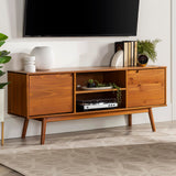 Walker Edison Modern 2 Door Solid Wood Stand for TVs up to 65 Inches, 58 Inch, Caramel Walker Edison