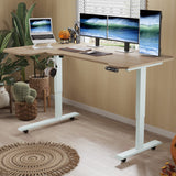 BUNOEM L-Shaped 59" Height Adjustable Electric Standing Desk,Height Stand Up Computer Desk,Sit and Stand Home Office Desk with Splice Board (Oak Top, White Frame) BUNOEM