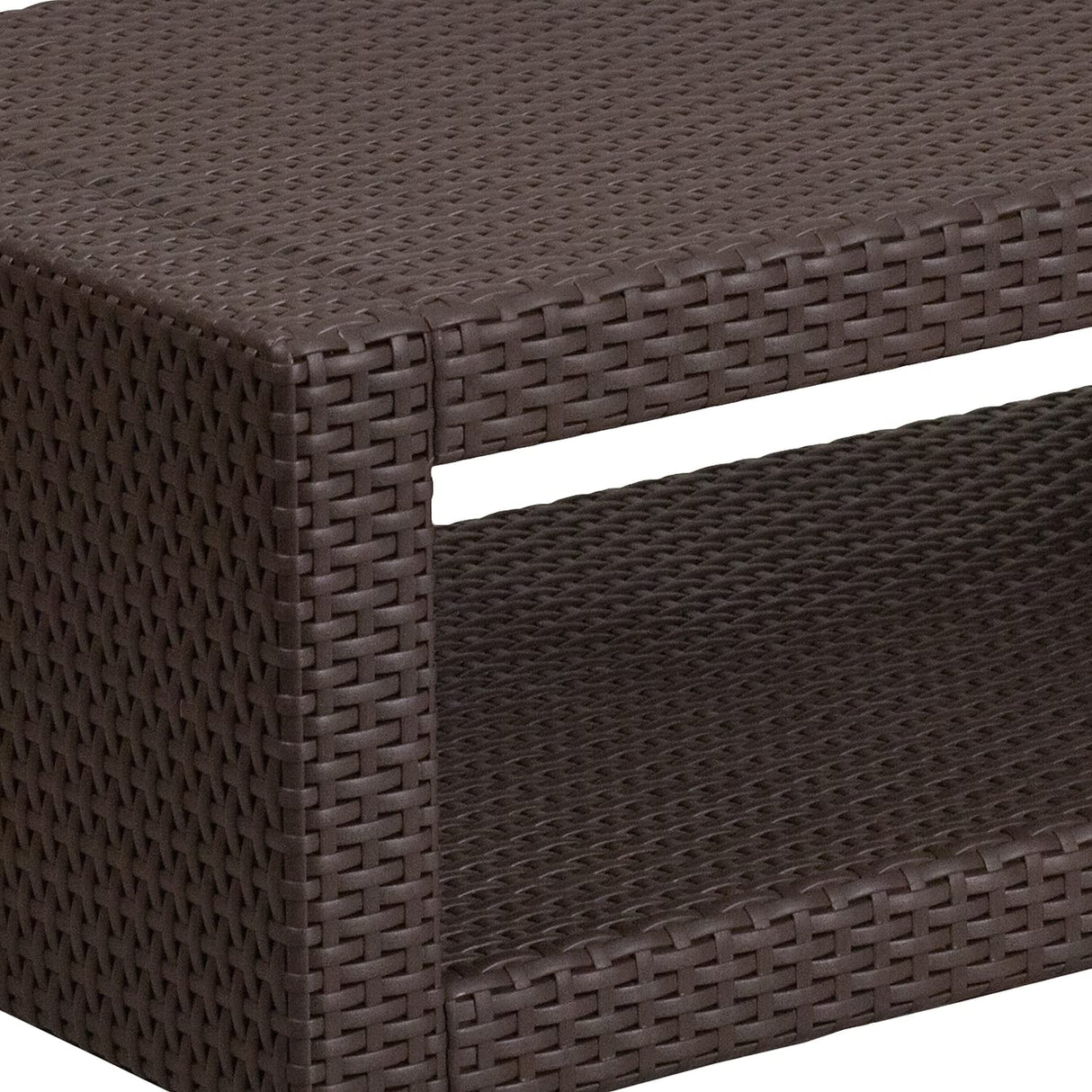 Flash Furniture Seneca Indoor/Outdoor Chocolate Brown Faux Rattan Coffee Table with Open Storage Flash Furniture