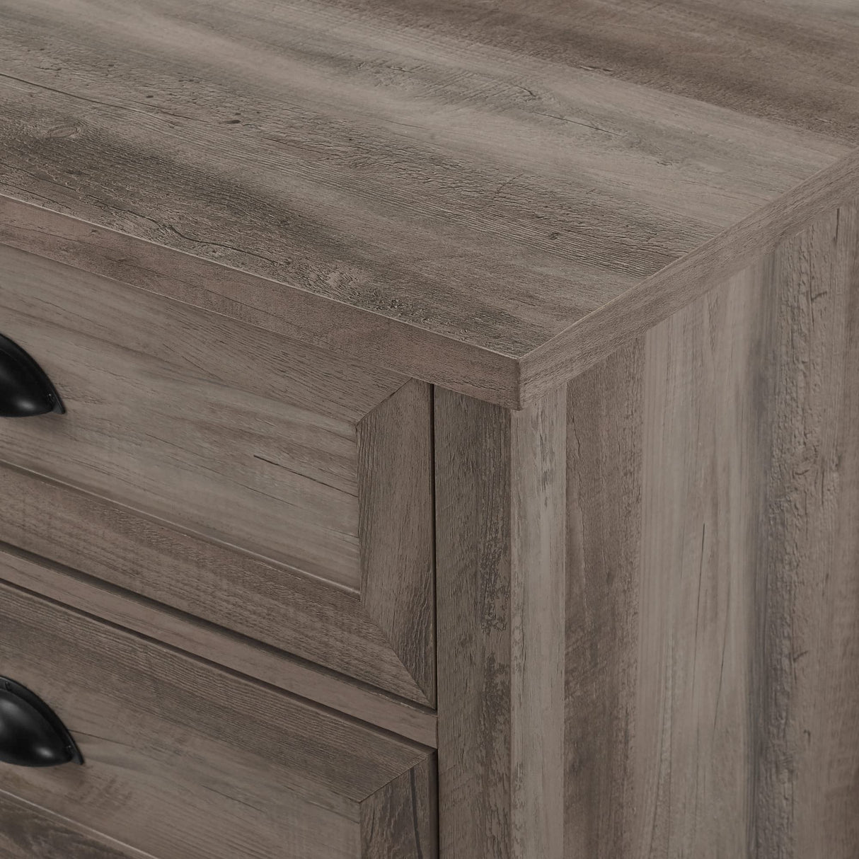 Walker Edison Hazel Modern Farmhouse 3 Drawer Framed Nightstand with Half-Moon Handles, 25 Inch, Grey Wash Walker Edison