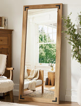 TRAHOME Full Length Mirror with Wooden Frame, 56"X22" Solid Wood Standing Floor Mirror for Farmhouse, Bathroom, Bedroom Decor, Hanging or Leaning Wall-Mounted TRAHOME