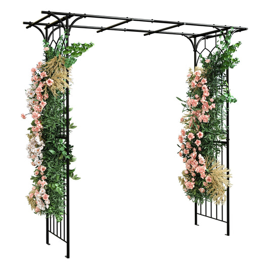 YITAHOME Metal Garden Arbor, 81" H Garden Arch Trellis for Climbing Plants Outdoor Backyard Lawn, Wedding Arches for Ceremony Decoration