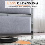 AMERLIFE 59" King Size Bed Frame, Velvet Upholstered Bed with Silver Trim Headboard & Footboard, Channel Tufted Platform Bed Frame, No Box Spring Needed/Light Grey AMERLIFE