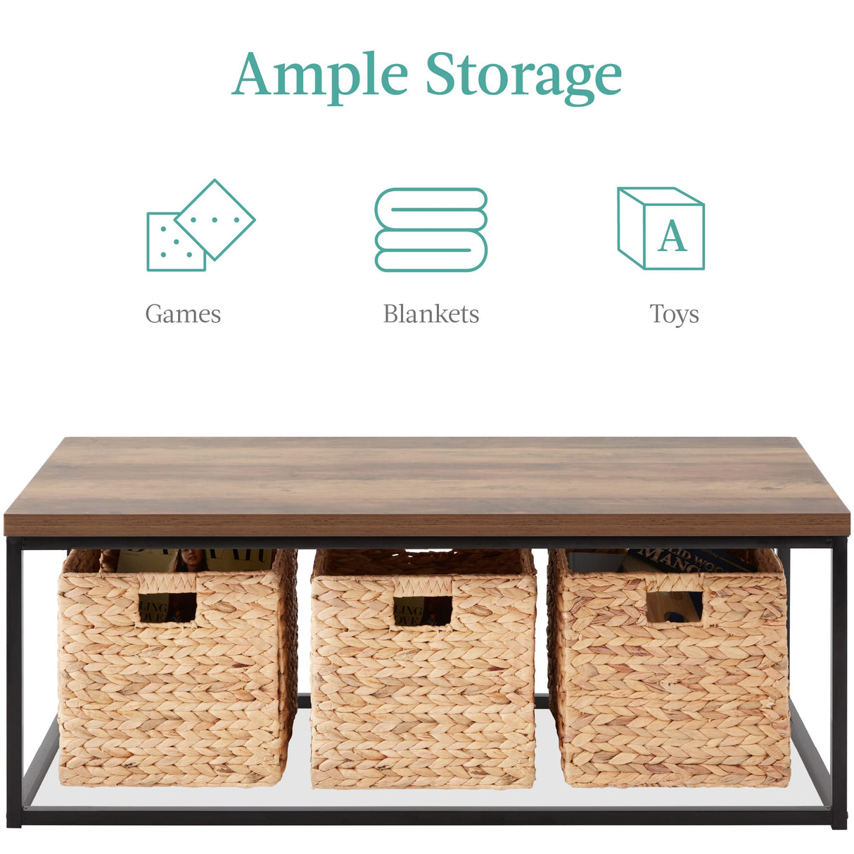 Best Choice Products 44in Modern Industrial Style Rectangular Wood Grain Top Coffee Table, Rustic Accent Furniture for Living Room w/Metal Frame, 1.25in Thick Butcher Block Tabletop - Brown Best Choice Products