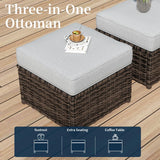 ZIENLIFE 11 Piece Outdoor Patio Furniture Set, Half Moon Patio Sectional Set with Soft Cushions and Ottoman, All Weather Rattan Wicker Curved Outdoor Sofa for Backyard Patio Garden ZIENLIFE