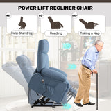 Sofetura Power Lift Recliner Chair with Vibration Massage&Heat for Elderly,Upholstered Breathable Fabric Lounge Chair with Side Pockets, USB Charge Port for Living Room,Only One Package,Blue Sofetura
