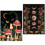 2 Pack Diamond Painting Kits for Adults,5D DIY Mushroom Forest Full Drill Round Art Gems with Moon Diamond Art Perfect for Home Wall Decor Diamond Dotz Inch12x16 REKKNA
