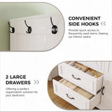 LIKIMIO Armoire Wardrobe Closet with 4 Doors and Drawers, Wardrobe Cabinet with Storage Shelves and Side Hooks, Clothing Storage Cabinet for Bedroom, White LIKIMIO