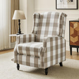 HULALA HOME Wingback Recliner Chair, Traditional Push Back Recliner Single Sofa with Solid Wood Legs, Modern Lounge Armchair for Living Room, Comfy Upholstered Accent Reclining Chair, Buffalo Beige HULALA HOME