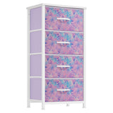 DWVO Dresser with 4 Drawers - Storage Tower Unit, Dresser for Bedroom, Living Room, Closets - Sturdy Steel Frame, Wooden Top & Easy Pull Fabric Bins, Purple DWVO