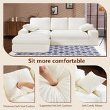 98.4" Cloud Modular Sectional Couch with Chaise,L-Shaped Modern Upholstered Sofa with Deep Seat,Corduroy Sectional Couches for Living Room and Bedroom,No Assembly Required(Beige) XSZD