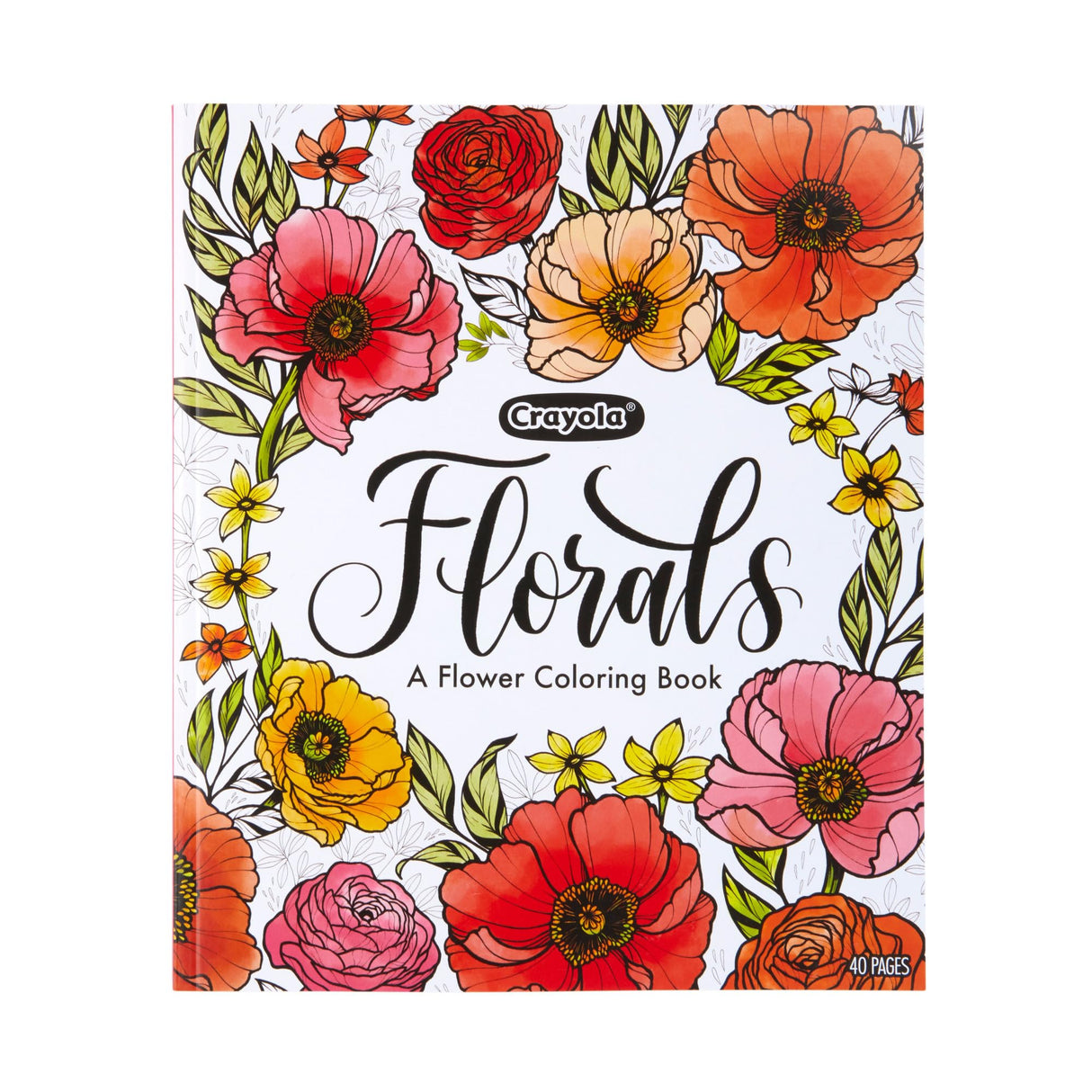 Crayola Floral Adult Coloring Book (40pgs), Flower Adult Coloring Pages, Stress Relief Activity, Gift for Teens & Adults, 9+ Crayola