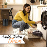 Autumn Alley Farmhouse Bathroom Trash Can - Decorative Rustic Black Trash Can Bucket with Wooden Handle for Bathroom, Bedroom, Office, Kitchen, Western Country Home Décor, 2 Gal., Matte Black Autumn Alley