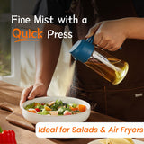 TrendPlain 16oz/470ml Olive Oil Sprayer for Cooking - 2 in 1 Olive Oil Dispenser for Kitchen Gadgets, Air Fryer, Salad, and BBQ - Navy TrendPlain