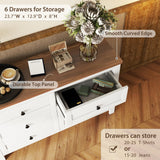 SOFTSEA 3 Piece Queen Bedroom Furniture Set with Platform Bed, Nightstand, and Dresser in White and Brown SOFTSEA