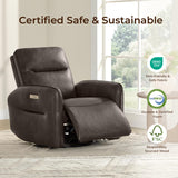 CHITA Faux Leather Power Recliner Chair, Swivel Glider Recliner for Adults, Nursery Rocking Chair with USB & Type-C Charging for Living Room, Bedroom, Chocolate Brown CHITA