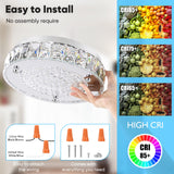 Crystal Chandeliers Flush Mount LED Ceiling Light Fixture, 5000K Daylight White Super Bright 1980LM 11-Inch Non-Dimmable Farmhouse Kitchen Light Modern Ceiling Lamp for Bedroom Bathroom Nursery Brightever