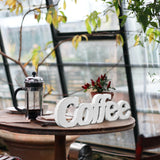 Sintosin Rustic Distressed White Coffee Sign for Tabletop 14", Wall Hanging Coffee Bar Sign Kitchen Decor, Farmhouse Coffee Signs for Coffee Bar, Coffee Wood Signs for Home Decor Shelf Christmas Sintosin