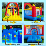 HuaKastro 16x7.2FT Inflatable Bounce House with 2 Racing Slides & Large Climbing Wall, 3 in 1 Kids Inflatable Trampoline Rainbow Jumping Castle Kids Backyard Playgrounds - with Air Blower HuaKastro