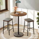 YATINEY Bar Table, Round Bar Table, Counter Height Table, Pub Cocktail Table, Metal Frame, for Bistro, Dining Room, Living Room, Terrace, Rustic Brown and Black BT05BR YATINEY