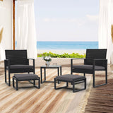 JOIVI 5 Pieces Patio Bistro Set, PE Wicker Outdoor Patio Furniture Set, Modern Rattan Patio Chairs with Table & Ottomans, Patio Conversation Sets for Balcony, Front Porch, Poolside, Gray Cushion JOIVI